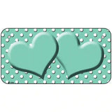 Mint White Polka Dot Center Hearts Metal Novelty License Plate 6" x 3" (BP)
