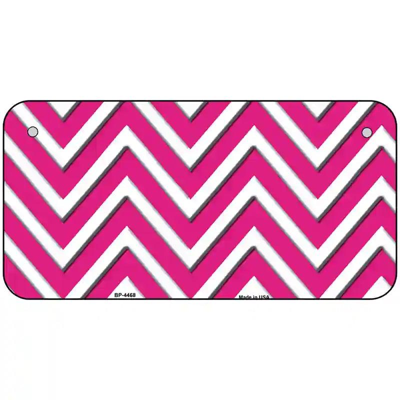 Pink White Chevron Metal Novelty License Plate LP-4468 6" x 3" (BP)