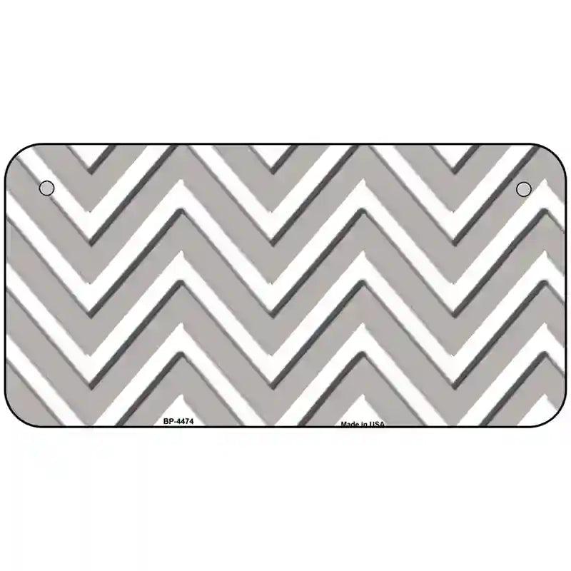 Grey White Chevron Metal Novelty License Plate LP-4474 6" x 3" (BP)