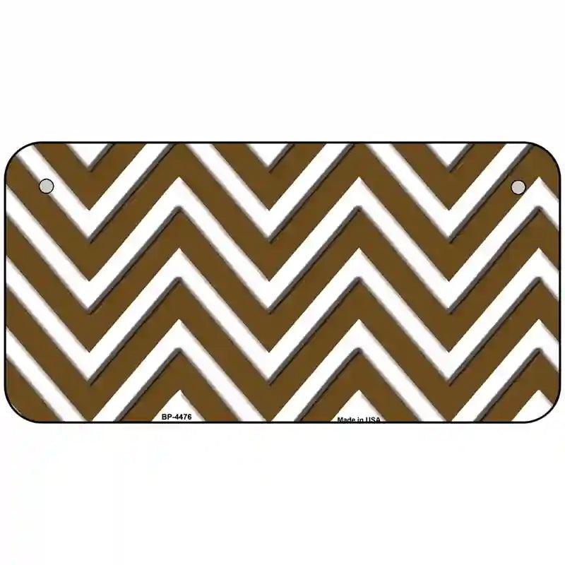 Brown White Chevron Metal Novelty License Plate LP-4476 6" x 3" (BP)