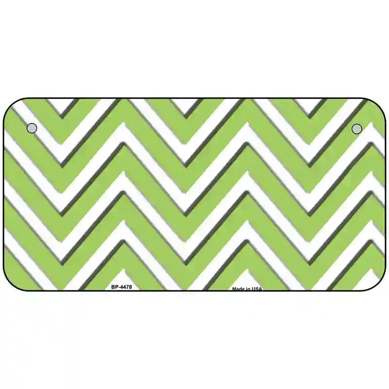 Lime Green White Chevron Metal Novelty License Plate LP-4478 6" x 3" (BP)