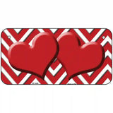 Red White Chevron Red Center Hearts Metal Novelty License Plate LP-4488 6" x 3" (BP)