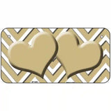 Gold White Chevron Gold Center Hearts Metal Novelty License Plate LP-4495 6" x 3" (BP)