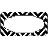 Black White Chevon Center Scallop Metal Novelty License Plate 6" x 3" (BP)