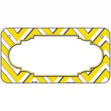 Yellow White Chevron Center Scallop Metal Novelty License Plate 6" x 3" (BP)