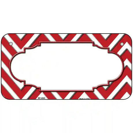 Red White Chevron Center Scallop Metal Novelty License Plate 6" x 3" (BP)
