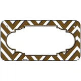 Brown White Chevron Center Scallop Metal Novelty License Plate 6" x 3" (BP)