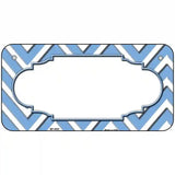 Light Blue White Chevron Center Scallop Metal Novelty License Plate 6" x 3" (BP)