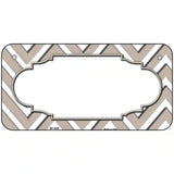 Tan White Chevron Center Scallop Metal Novelty License Plate 6" x 3" (BP)
