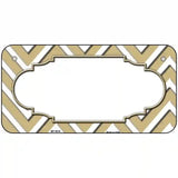 Gold White Chevron Center Scallop Metal Novelty License Plate 6" x 3" (BP)