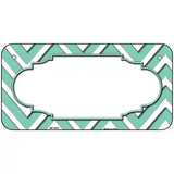 Mint White Chevron Center Scallop Metal Novelty License Plate 6" x 3" (BP)