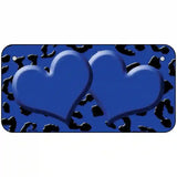 Blue Black Cheetah Blue Center Hearts Metal Novelty License Plate 6" x 3" (BP)
