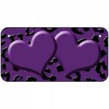 Purple Black Cheetah Purple Center Hearts Metal Novelty License Plate 6" x 3" (BP)