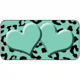 Mint Black Cheetah Mint Center Hearts Metal Novelty License Plate 6" x 3" (BP)