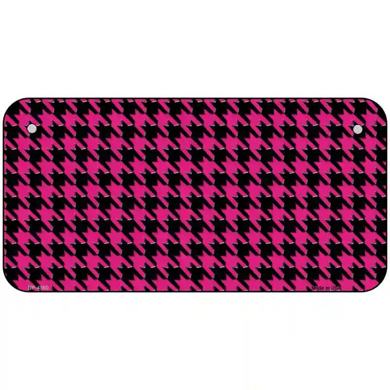 Pink Black Houndstooth Metal Novelty License Plate 6" x 3" (BP)