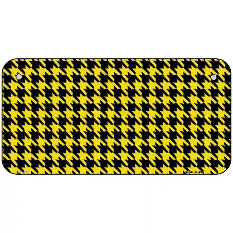 Yellow Black Houndstooth Metal Novelty License Plate 6" x 3" (BP)