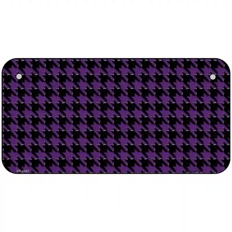 Purple Black Houndstooth Metal Novelty License Plate 6" x 3" (BP)