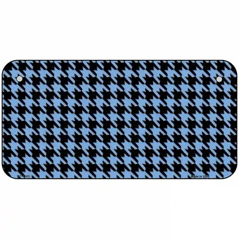Light Blue Black Houndstooth Metal Novelty License Plate 6" x 3" (BP)