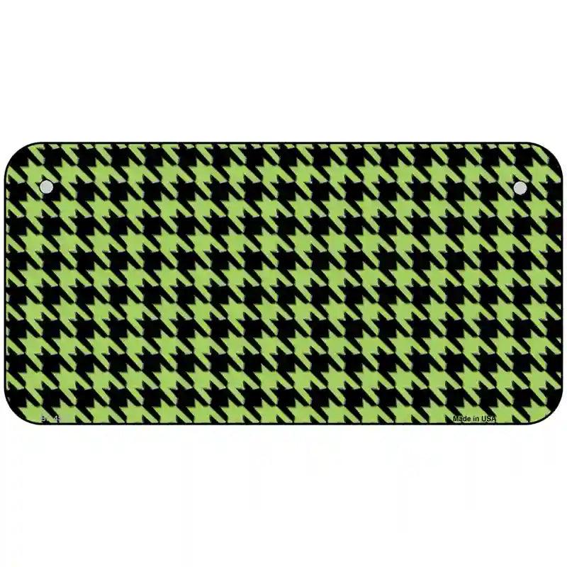 Lime Green Black Houndstooth Metal Novelty License Plate 6" x 3" (BP)