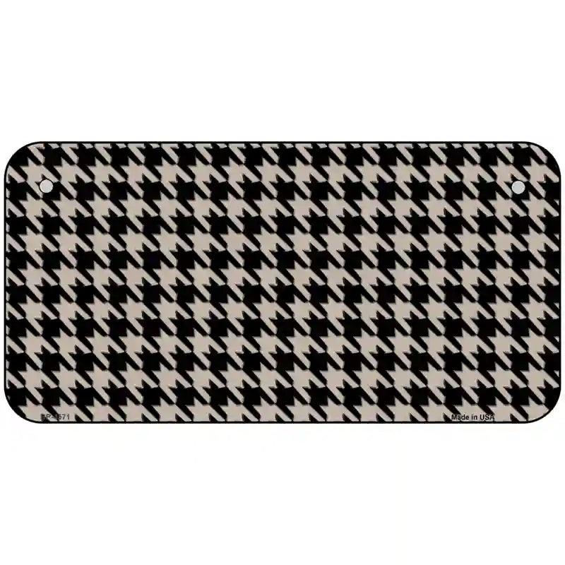 Tan Black Houndstooth Metal Novelty License Plate 6" x 3" (BP)