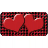 Red Black Houndstooth Red Center Hearts Metal Novelty License Plate 6" x 3" (BP)