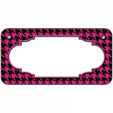 Pink Black Houndstooth Scallop Center Metal Novelty License Plate 6" x 3" (BP)