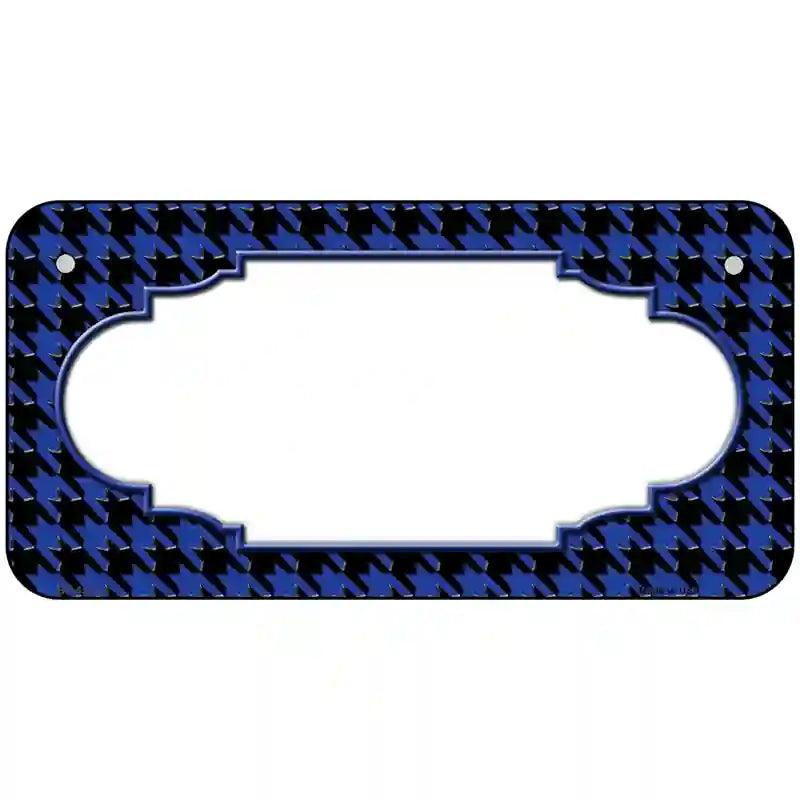 Blue Black Houndstooth Scallop Center Metal Novelty License Plate 6" x 3" (BP)