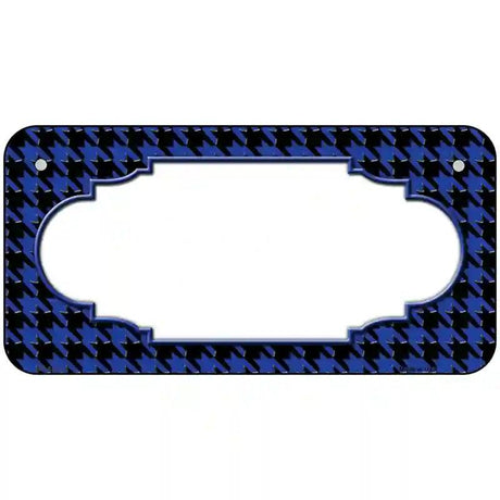 Blue Black Houndstooth Scallop Center Metal Novelty License Plate 6" x 3" (BP)
