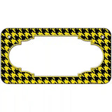 Yellow Black Houndstooth Scallop Center Metal Novelty License Plate 6" x 3" (BP)