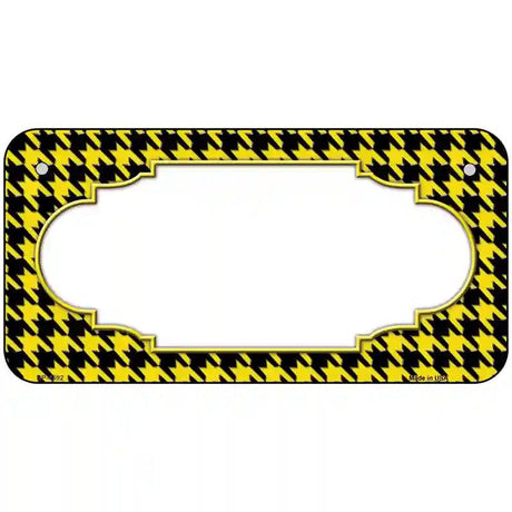 Yellow Black Houndstooth Scallop Center Metal Novelty License Plate 6" x 3" (BP)