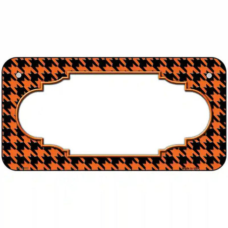 Orange Black Houndstooth Scallop Center Metal Novelty License Plate 6" x 3" (BP)