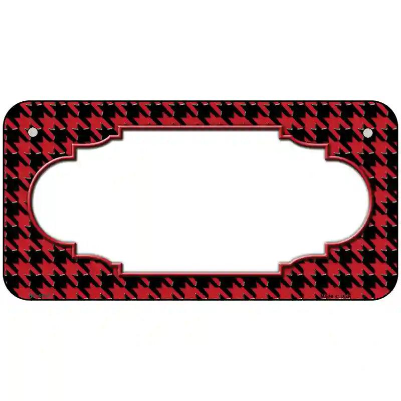 Red Black Houndstooth Scallop Center Metal Novelty License Plate 6" x 3" (BP)