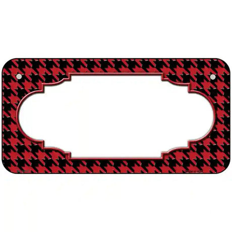 Red Black Houndstooth Scallop Center Metal Novelty License Plate 6" x 3" (BP)