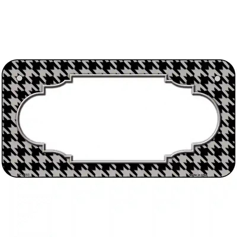 Grey Black Houndstooth Scallop Center Metal Novelty License Plate 6" x 3" (BP)