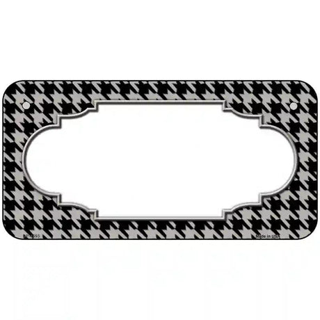 Grey Black Houndstooth Scallop Center Metal Novelty License Plate 6" x 3" (BP)