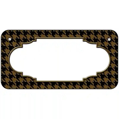 Brown Black Houndstooth Scallop Center Metal Novelty License Plate 6" x 3" (BP)