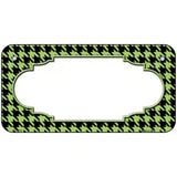 Lime Green Black Houndstooth Scallop Center Metal Novelty License Plate 6" x 3" (BP)