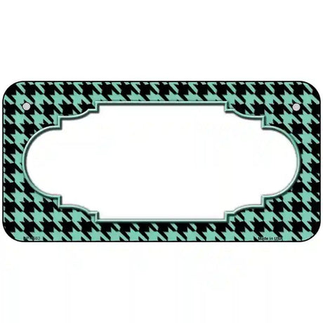 Mint Black Houndstooth Scallop Center Metal Novelty License Plate 6" x 3" (BP)