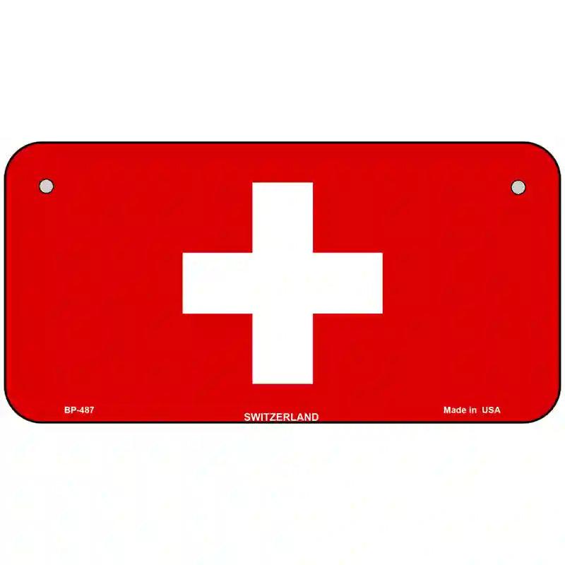 Switzerland Flag Metal Novelty License Plate 6" x 3" (BP)