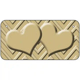 Gold Light Gold Heart Chevron Metal Novelty License Plate 6" x 3" (BP)