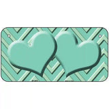 Mint Light Mint Heart Chevron Metal Novelty License Plate 6" x 3" (BP)