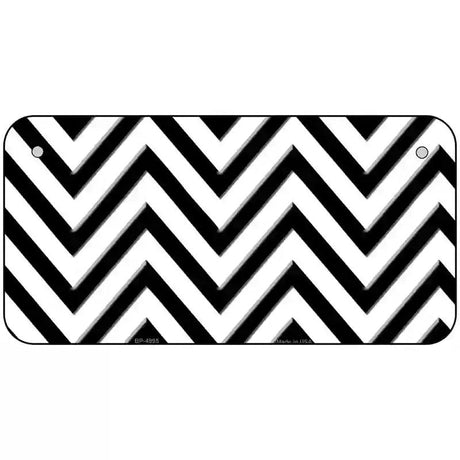 White Black Chevron Metal Novelty License Plate 6" x 3" (BP)