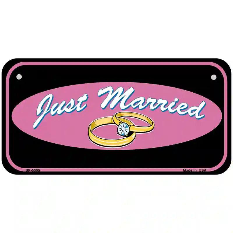 Just Married Novelty Metal Novelty License Plate 6" x 3" (BP)