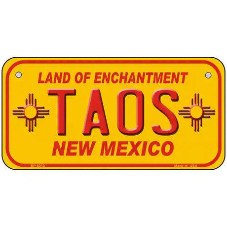 Taos Yellow New Mexico Novelty License Plate 6" x 3" (BP)