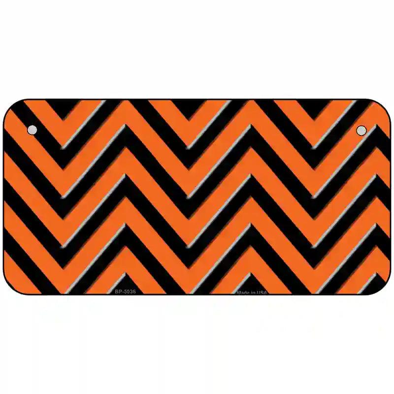 Orange Black Chevron Metal Novelty License Plate 6" x 3" (BP)