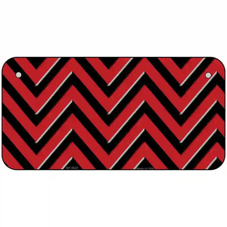 Red Black Chevron Metal Novelty License Plate 6" x 3" (BP)