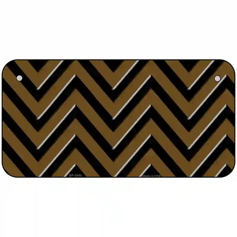 Brown Black Chevron Metal Novelty License Plate 6" x 3" (BP)