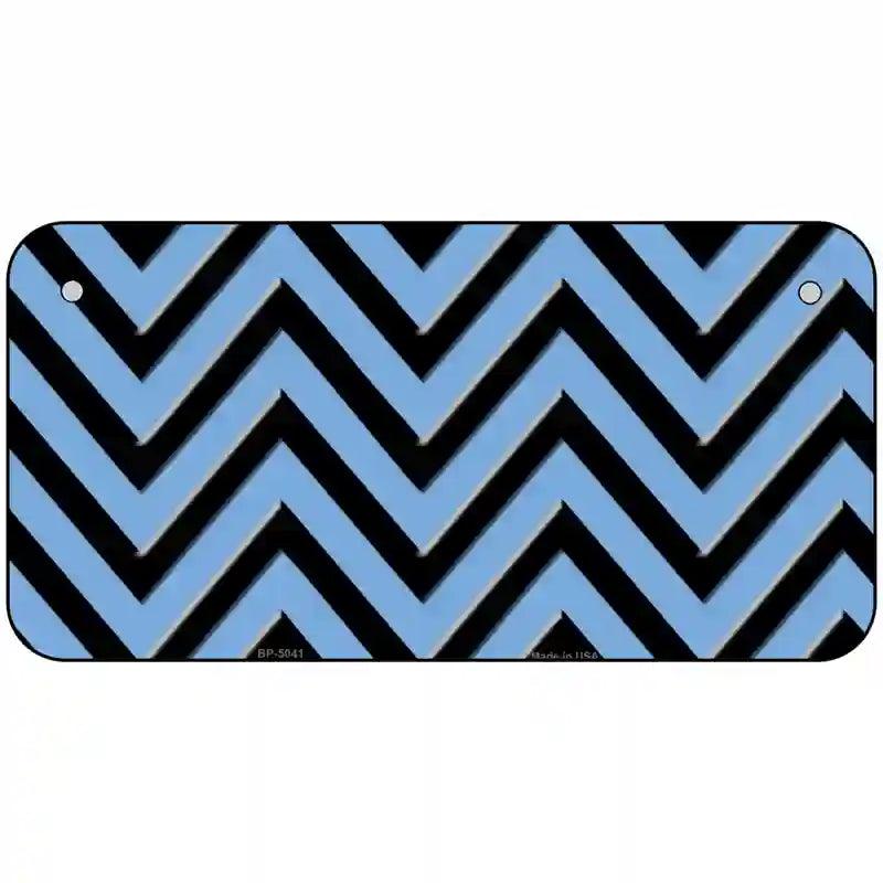 Light Blue Black Chevron Metal Novelty License Plate 6" x 3" (BP)