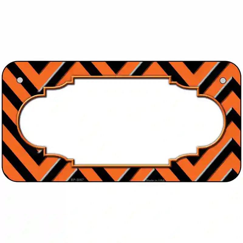 Orange Black Chevron Scallop Metal Novelty License Plate 6" x 3" (BP)
