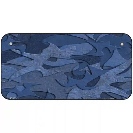 Camouflage Solid Blue Metal Novelty License Plate 6" x 3" (BP)